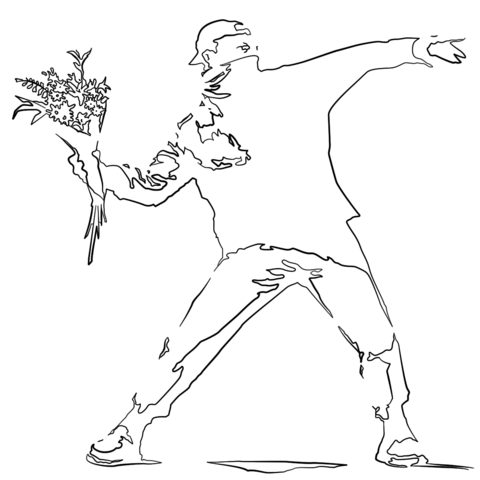 Flower Thrower By Banksy Coloring Page